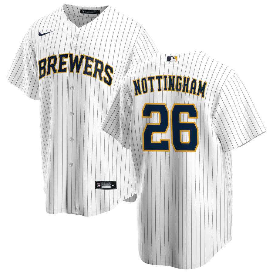 Nike Men #26 Jacob Nottingham Milwaukee Brewers Baseball Jerseys Sale-White